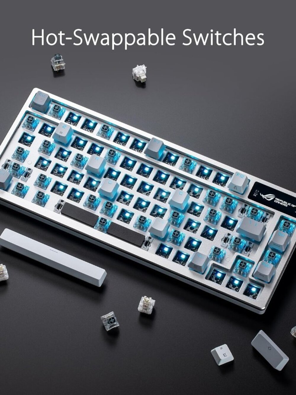 ASUS ROG Azoth Wireless Mechanical Gaming Keyboard -75% TKL, Snow Linear - White - Picture 4 of 8